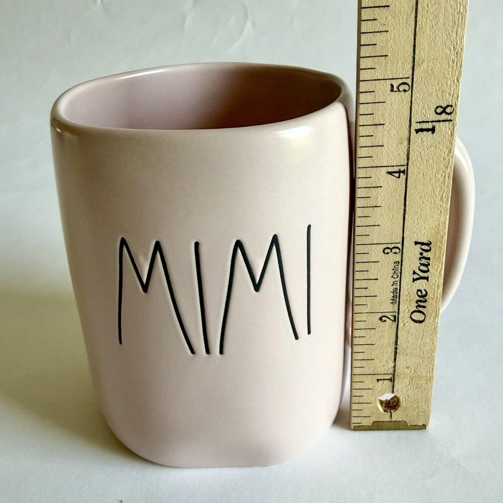Rae Dunn MIMI Pale Pink Coffee Tea Mug Cup Ceramic Black Letters  Large 19 ounce - Picture 7 of 9